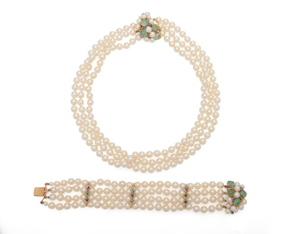 14K GOLD, PEARL, AND GEMSET