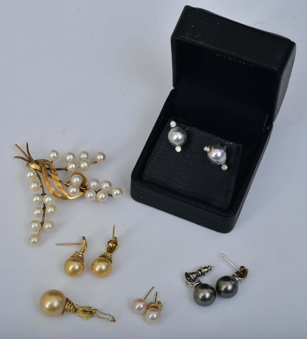 14K GOLD PEARL BROOCH, PEARL