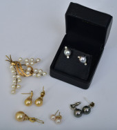 14K GOLD PEARL BROOCH, PEARL E