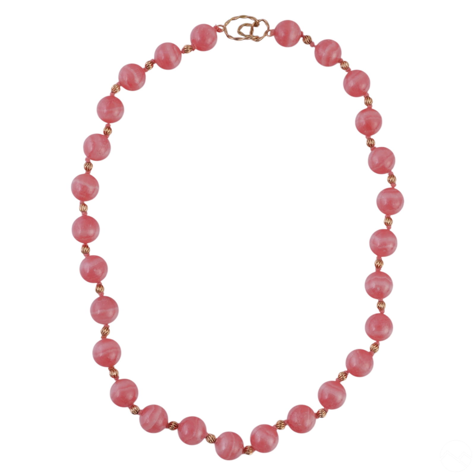14K GOLD PINK RHODOCHROSITE 12MM