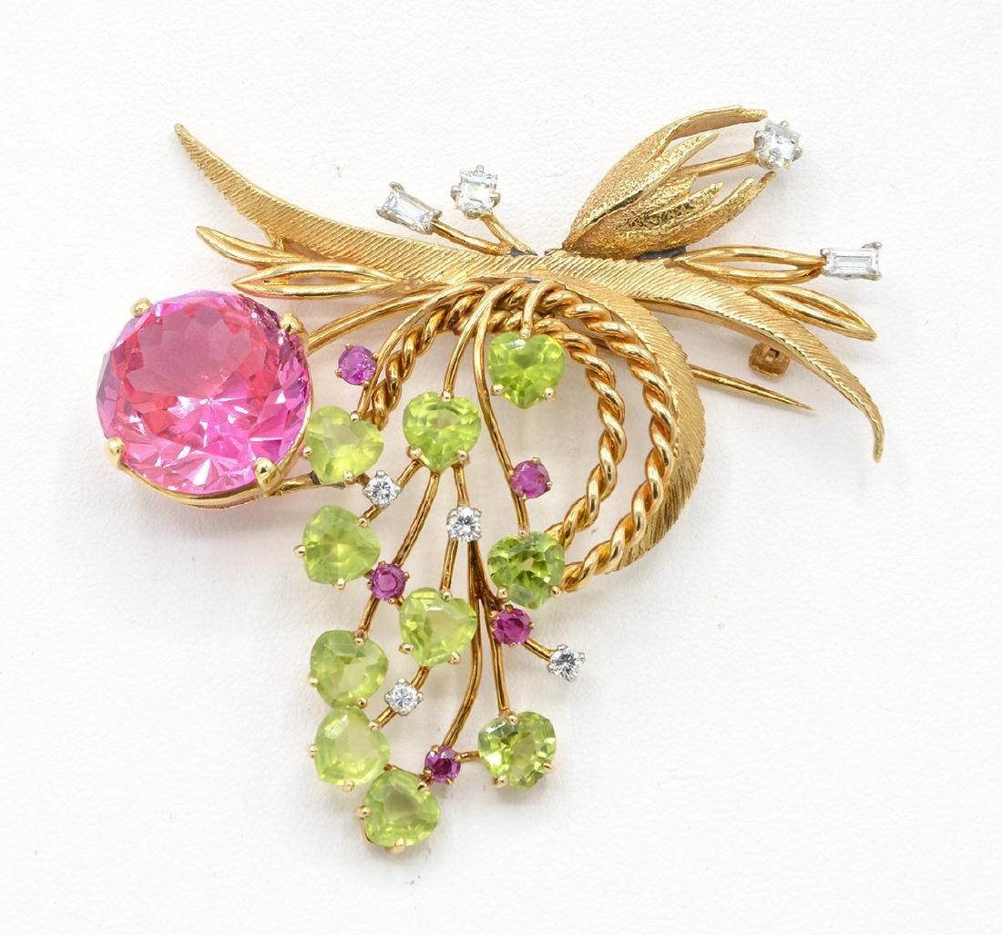 14K GOLD PINK SAPPHIRE, PERIDOT,