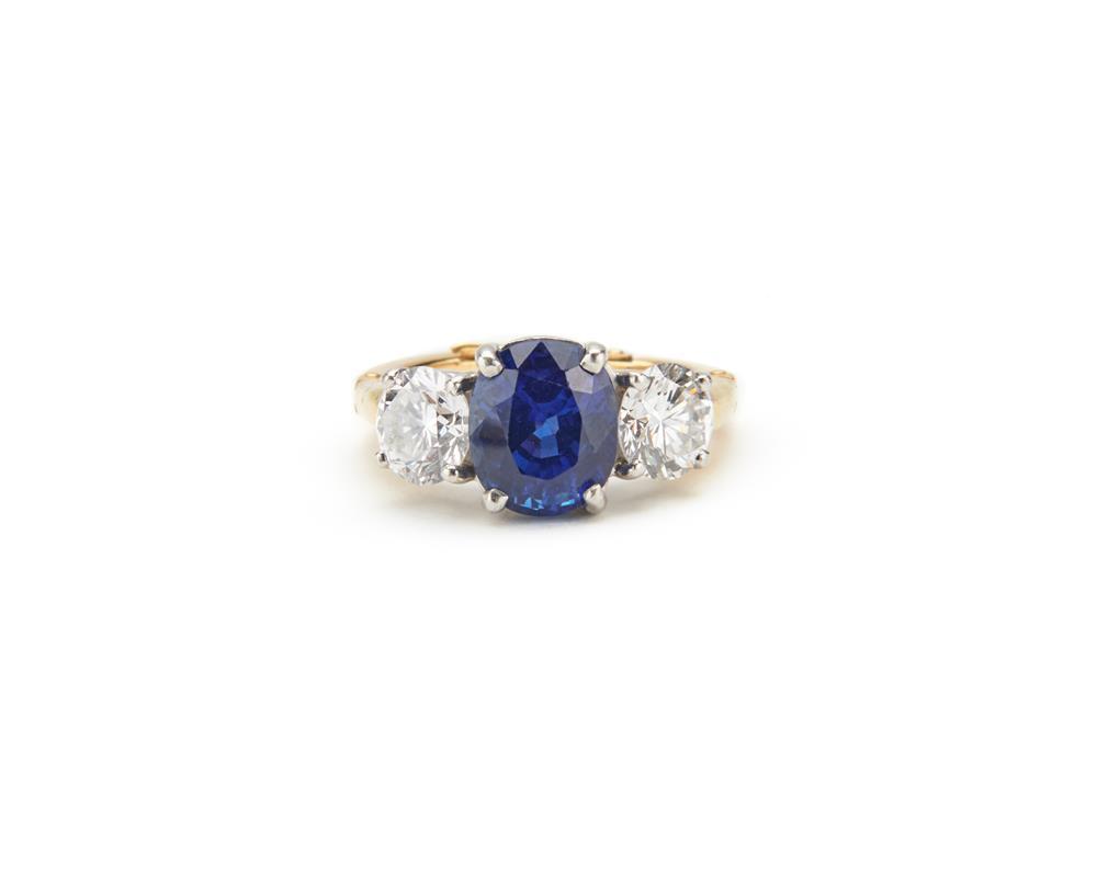 14K GOLD, PLATINUM, SAPPHIRE, AND