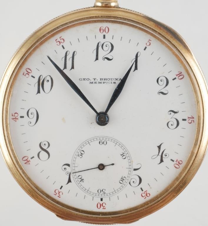 14K GOLD POCKET WATCH, BRODNAX,