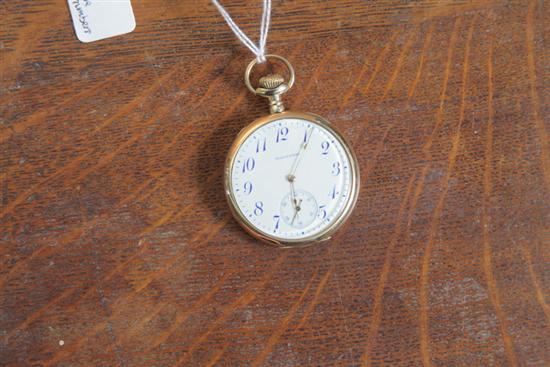 14K GOLD POCKETWATCH. Waltham  open