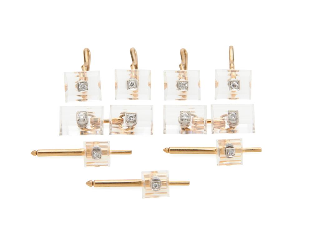 14K GOLD, ROCKY CRYSTAL, AND