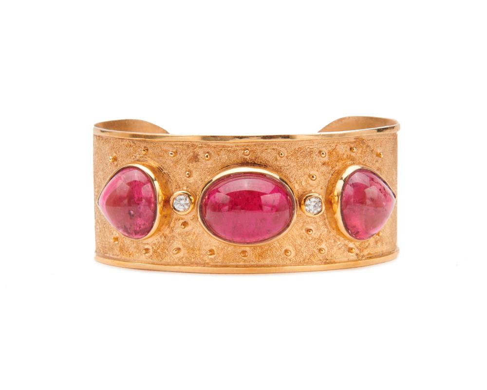 14K GOLD, RUBELLITE, AND DIAMOND