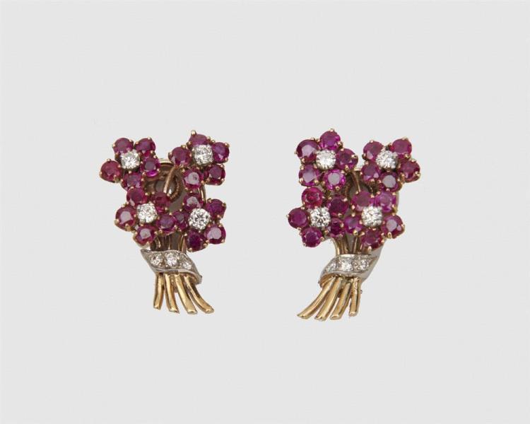 14K GOLD, RUBY, AND DIAMOND