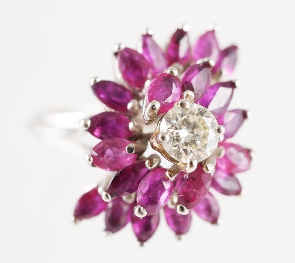 14K GOLD RUBY & DIAMOND WATERFALL