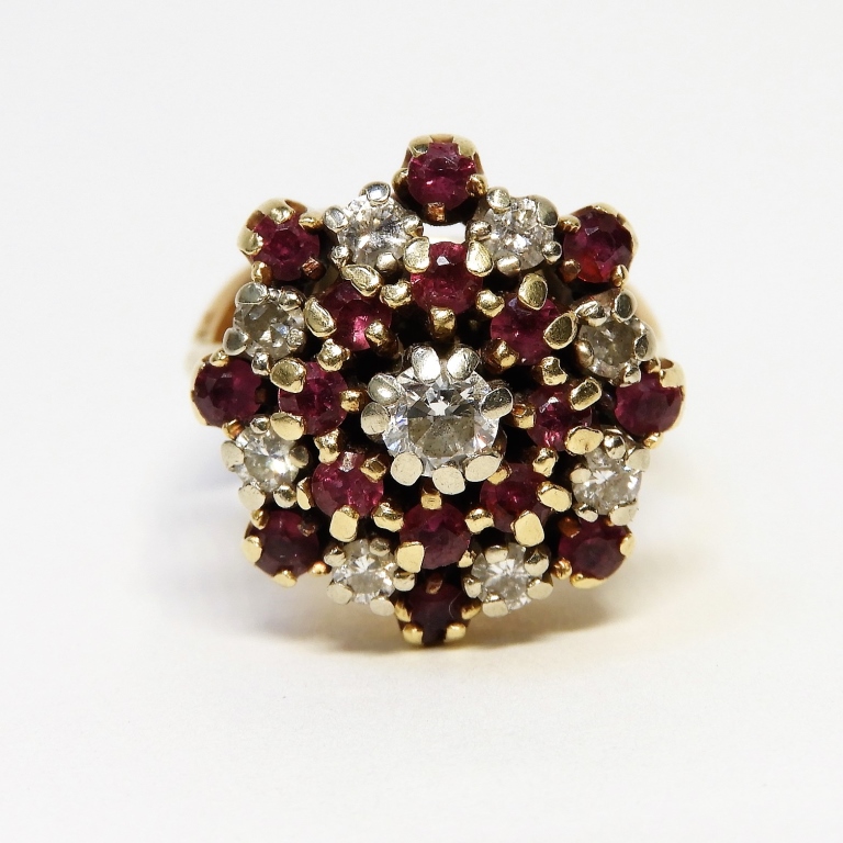 14K GOLD RUBY DIAMOND LADY'S