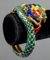 14K GOLD RUBY & ENAMEL SNAKE B