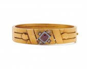 14K GOLD, RUBY, ENAMEL, AND DI