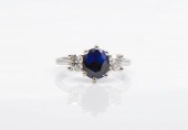 14K GOLD, SAPPHIRE AND DIAMOND