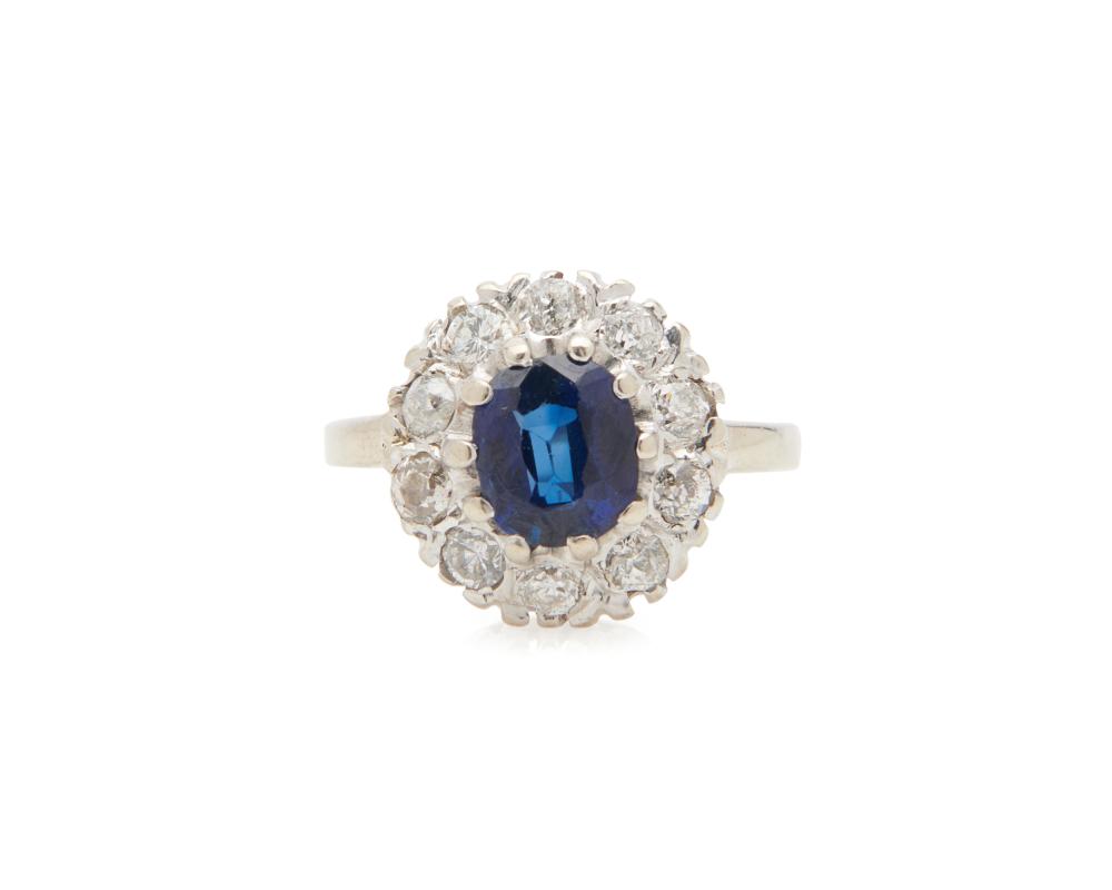 14K GOLD, SAPPHIRE, AND DIAMOND