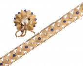 14K GOLD, SAPPHIRE, AND DIAMON