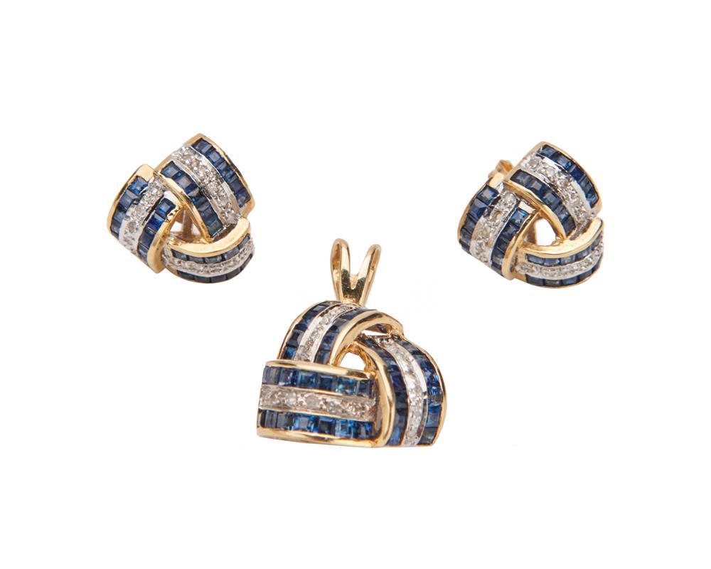 14K GOLD, SAPPHIRE, AND DIAMOND