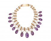 14K GOLD, SEED PEARL, AND AMET