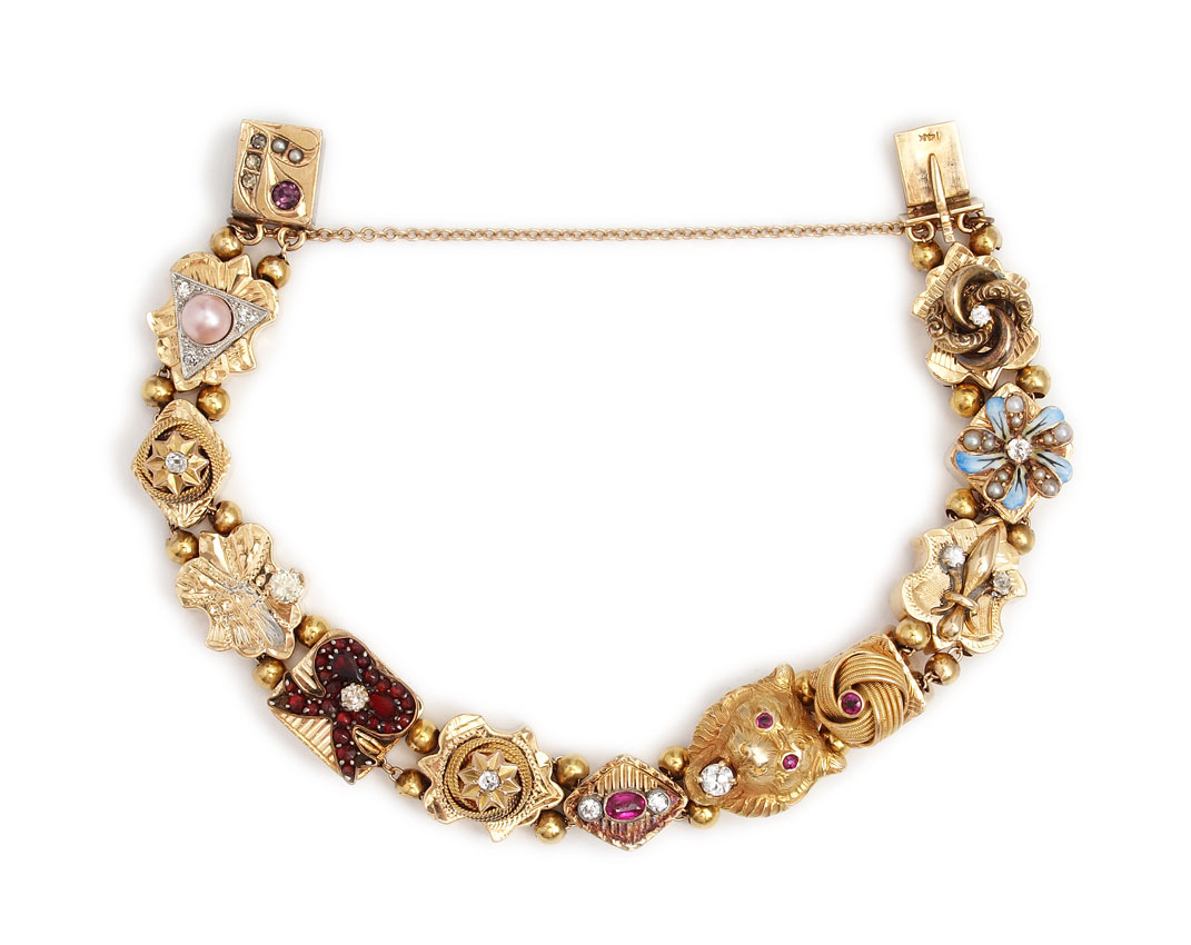 14K GOLD SLIDE BRACELET: Ca. 1930's