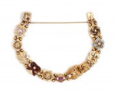 14K GOLD SLIDE BRACELET: Ca. 1