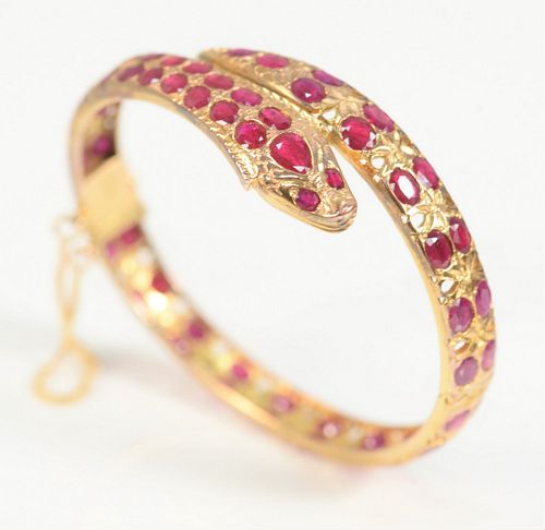 14K GOLD SNAKE BRACELET SET WITH