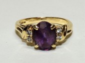 14K GOLD SOLITAIRE AMETHYST &