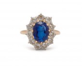 14K GOLD, SYNTHETIC SAPPHIRE,