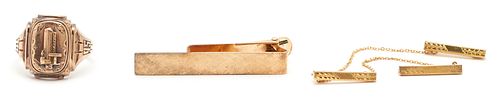14K GOLD TIE CLIP, 10K TIE TACK,