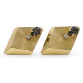 14K GOLD, TIGERS EYE AND DIAMO