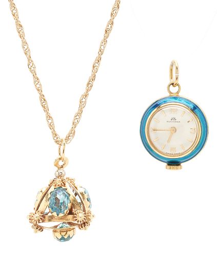 14K GOLD & TOPAZ NECKLACE &