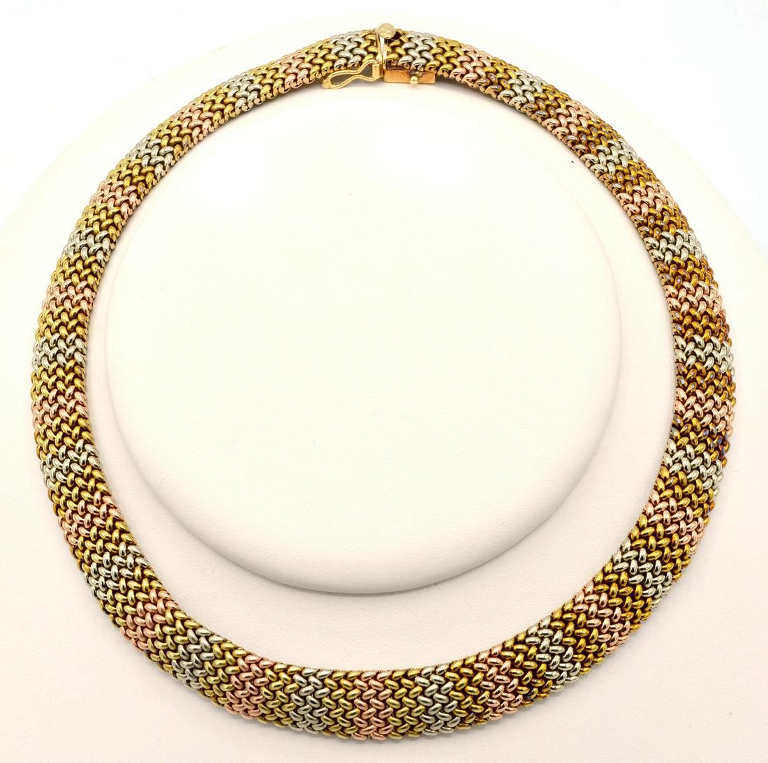 14K GOLD TRI-COLOR BASKET WEAVE