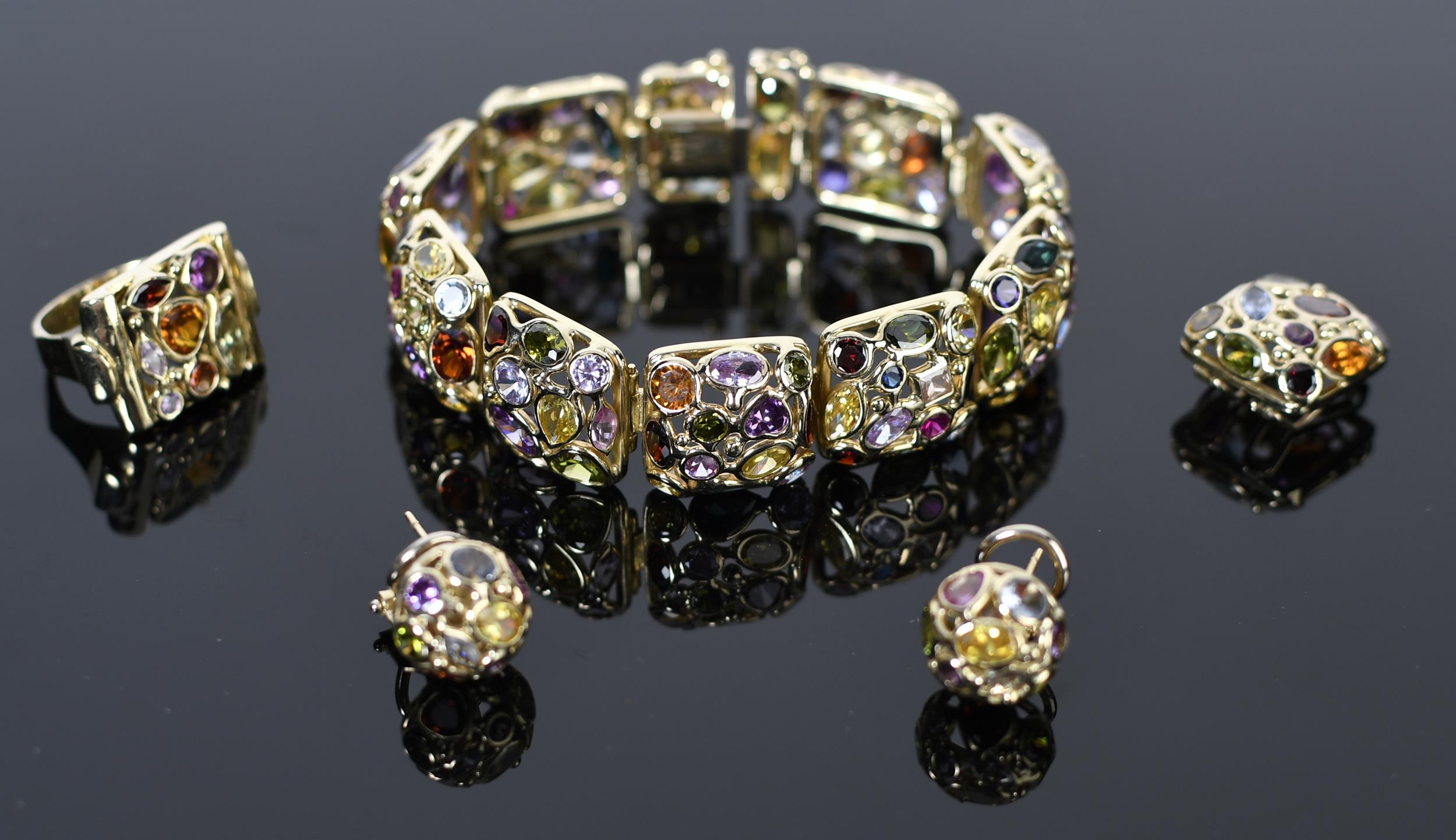 14K GOLD TUTTI FRUITI GEM STONE