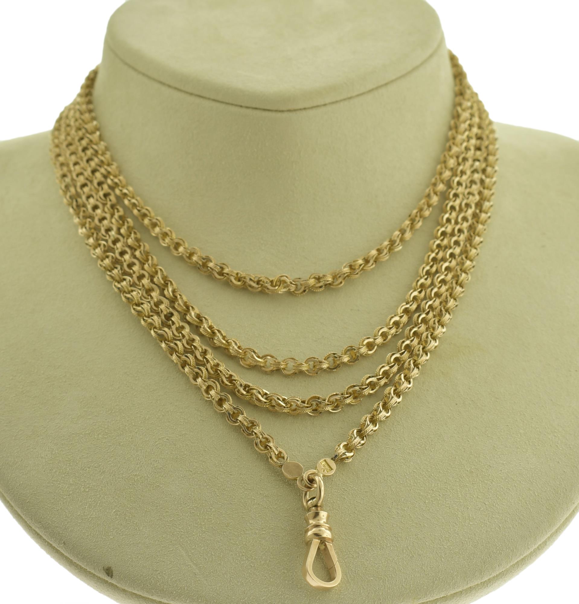 14K GOLD VICTORIAN WATCH CHAIN.