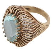14K GOLD VINTAGE AQUAMARINE FI