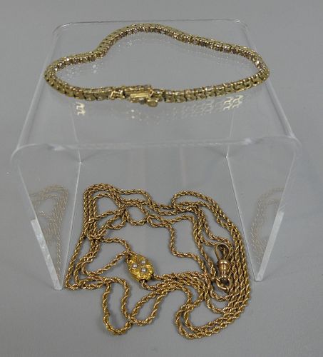 14K GOLD WATCH CHAIN & TENNIS