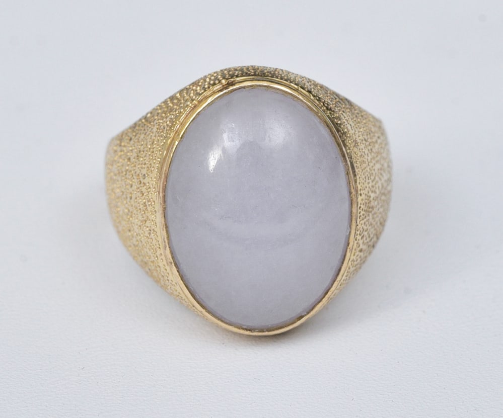 14K GOLD WHITE/LAVENDAR JADE