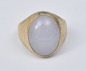 14K GOLD WHITE/LAVENDAR JADE R