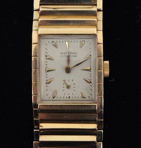 14K GOLD WRIST WATCH, MESH
