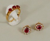 14K GOLD/RUBY/DIAMOND EARRINGS