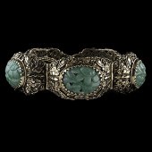 14k Green Jadeite Jade Carved