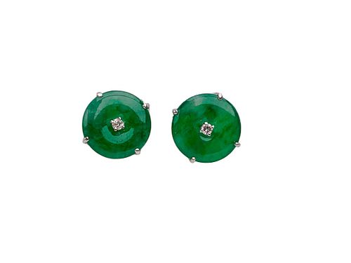 14K JADE AND DIAMOND EARRINGS14K
