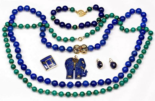 14K LAPIS AND MALACHITE