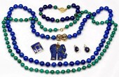 14K LAPIS AND MALACHITE JEWELR