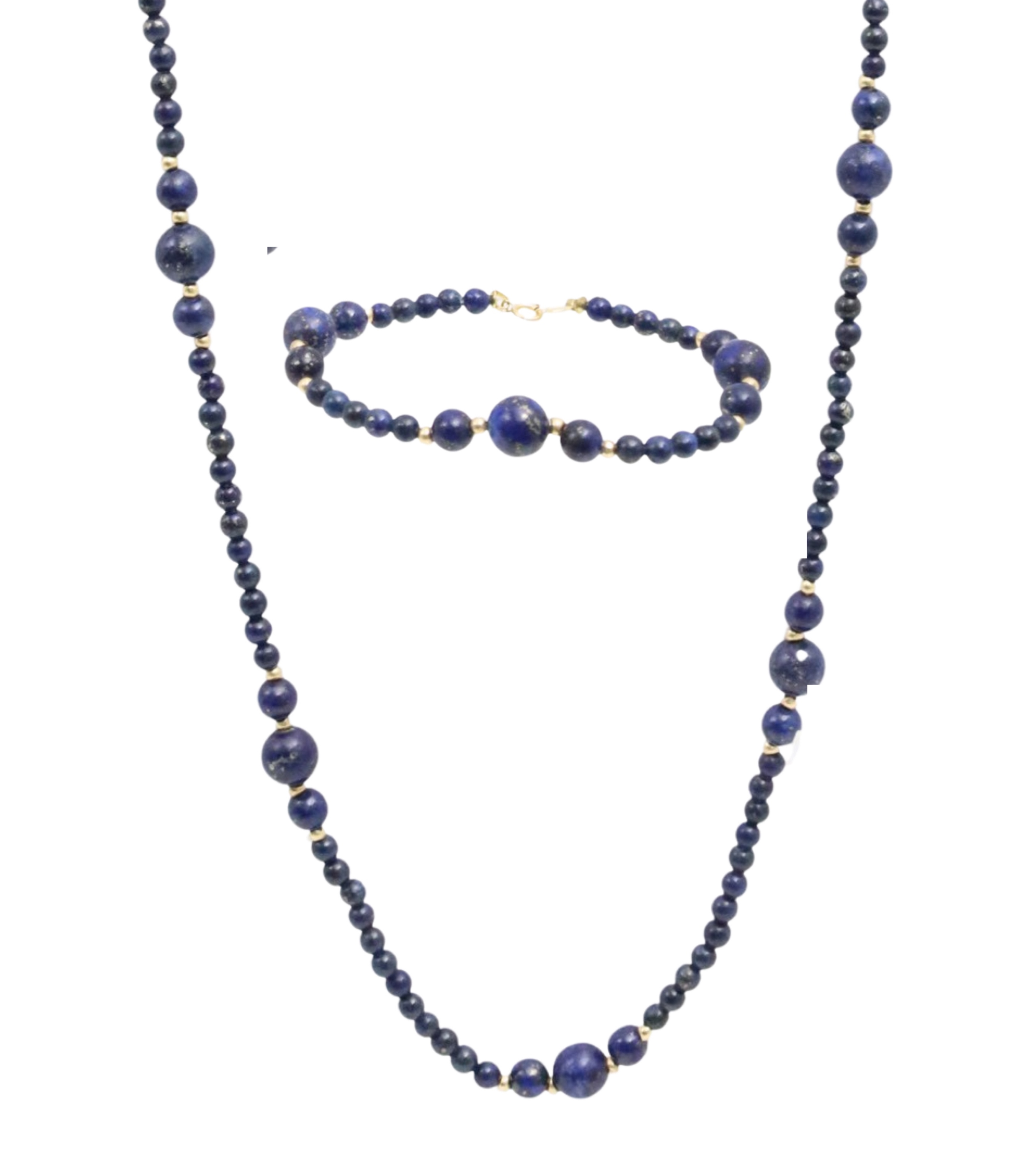 14K LAPIS BEADED NECKLACE &