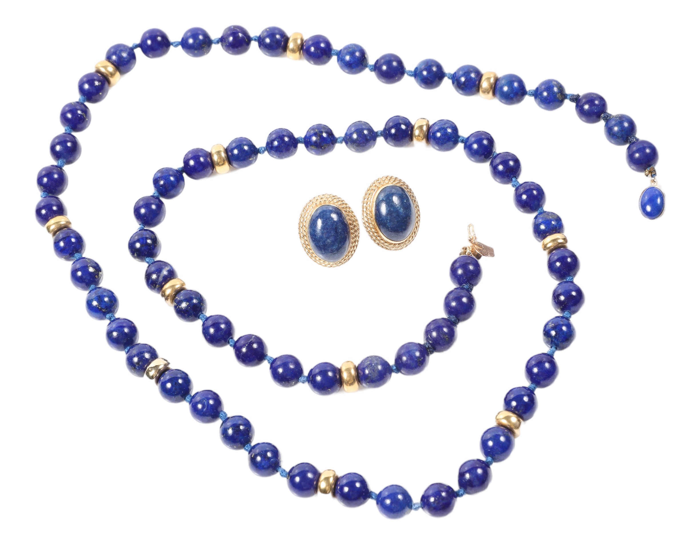 14K Lapis necklace and earrings
