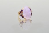 14K LAVENDER JADE, AMETHYST AN