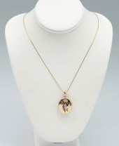 14K LOCKET/CHAIN WITH ENAMELED