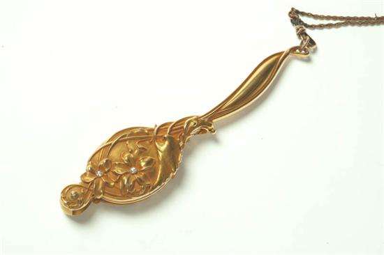 14K LORGNETTE WITH CHAIN.  Art