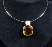 14K MADEIRA CITRINE TOPAZ & DI
