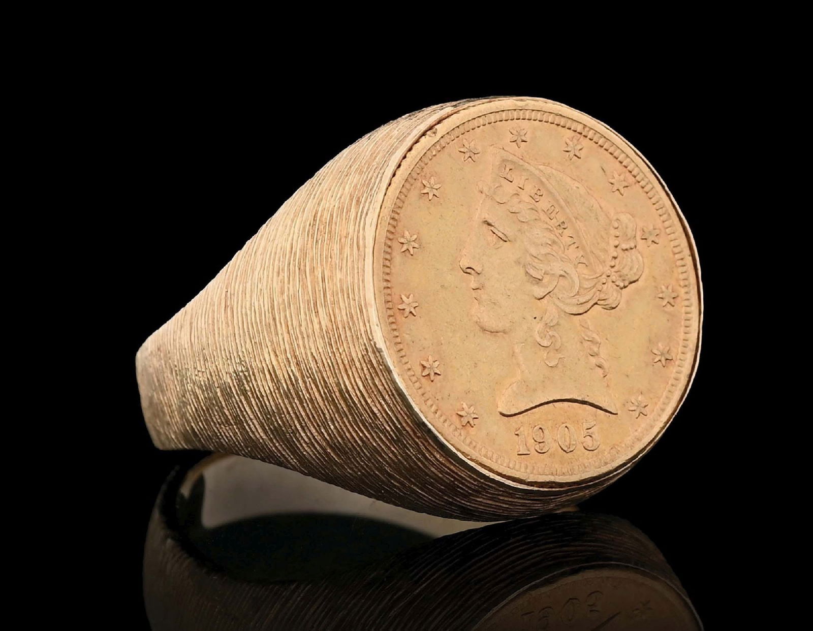 14K MEN'S RING W/1905-S $5 US