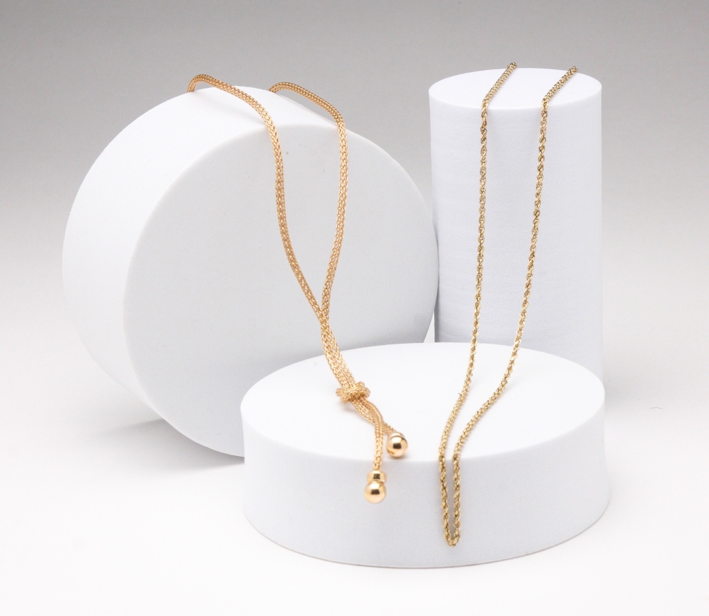 14K MESH LARIAT CHAIN AND ROPE