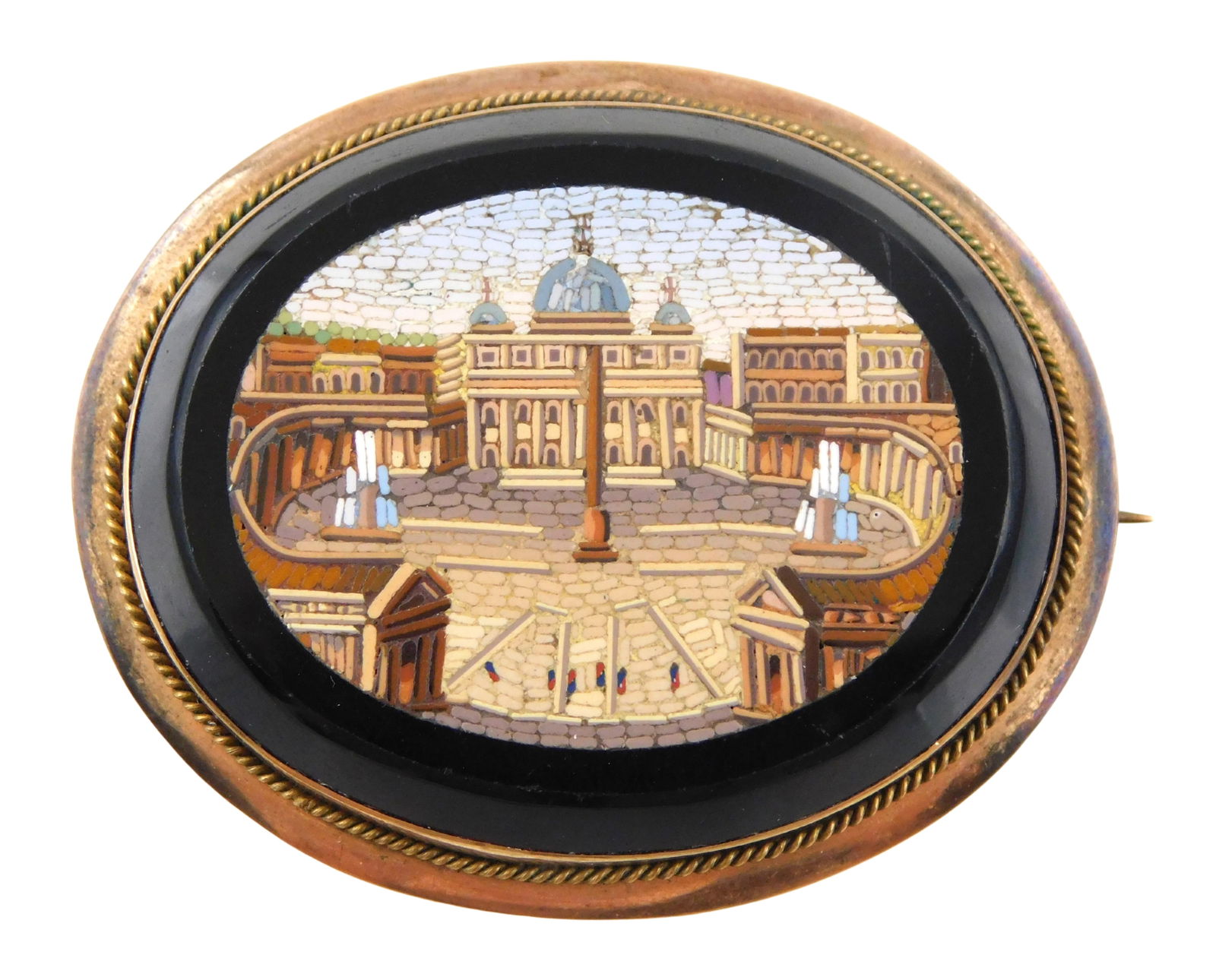 14K MICRO MOSAIC PIN, SURROUND EDGE